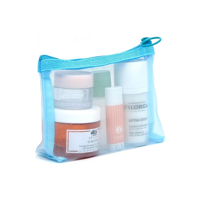 patu Widened Mini Zipper Mesh Bags, Size S, 5" x 4" x 2", 5 Pieces, Beauty Makeup Lipstick Cosmetic Accessories Organizer, Small Travel Kit Storage Pouch, Assorted Colors