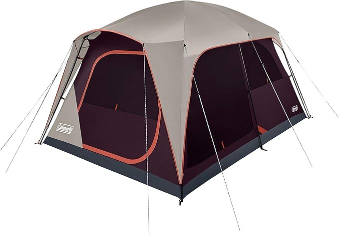 Coleman Skylodge Camping Tent, 8/10/12 Person Weatherproof Family Tent with Convertible Screen Room, Color-Coded Poles, Room Divider, Rainfly, and Storage Pockets, Fits Multiple Queen-Sized Airbeds