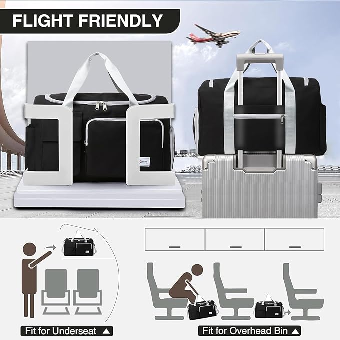 Small Gym Bag for Women, Travel Duffle Bag Carry On Weekender Bag with Shoe Compartment