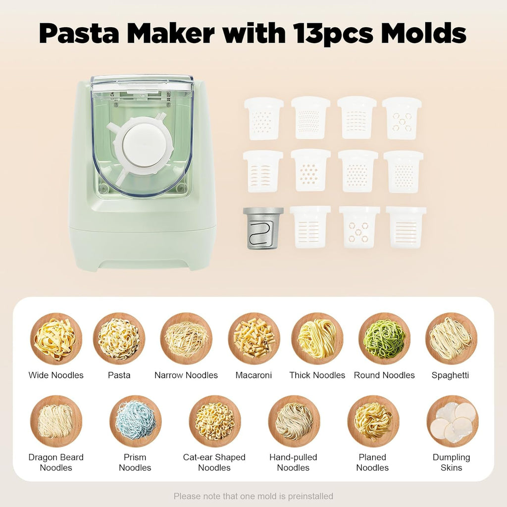 260w Automatic Pasta Machine, Electric Pasta Noodle Machine, 12 Noodle Shapes Pasta Machine With Measuring Cup,Capacity 0.6kg/ 1.32lbs,Can Make Long Noodles, Spaghetti, Macaroni. (Upgraded Version)