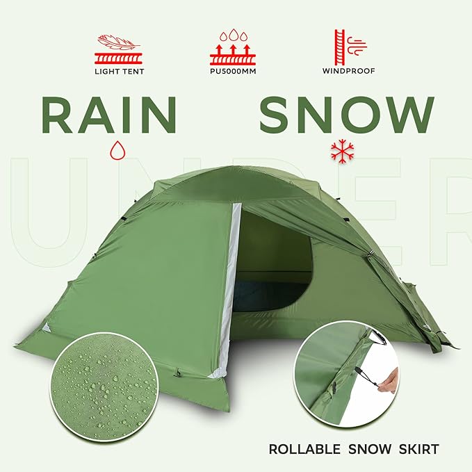 1/2 Person Backpacking Tent for 4-Season - Winter Waterproof Tent for One Person, Lightweight Camping Tent for Backpacking, Easy Set Up Cold Weather Tent by Underwood Aggregator