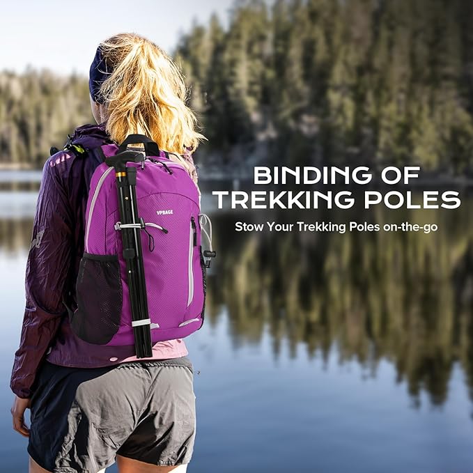 15L Water-resistant Hiking Daypack, Small Backpack Travel Outdoor, Lightweight Day Pack with Tool Loops