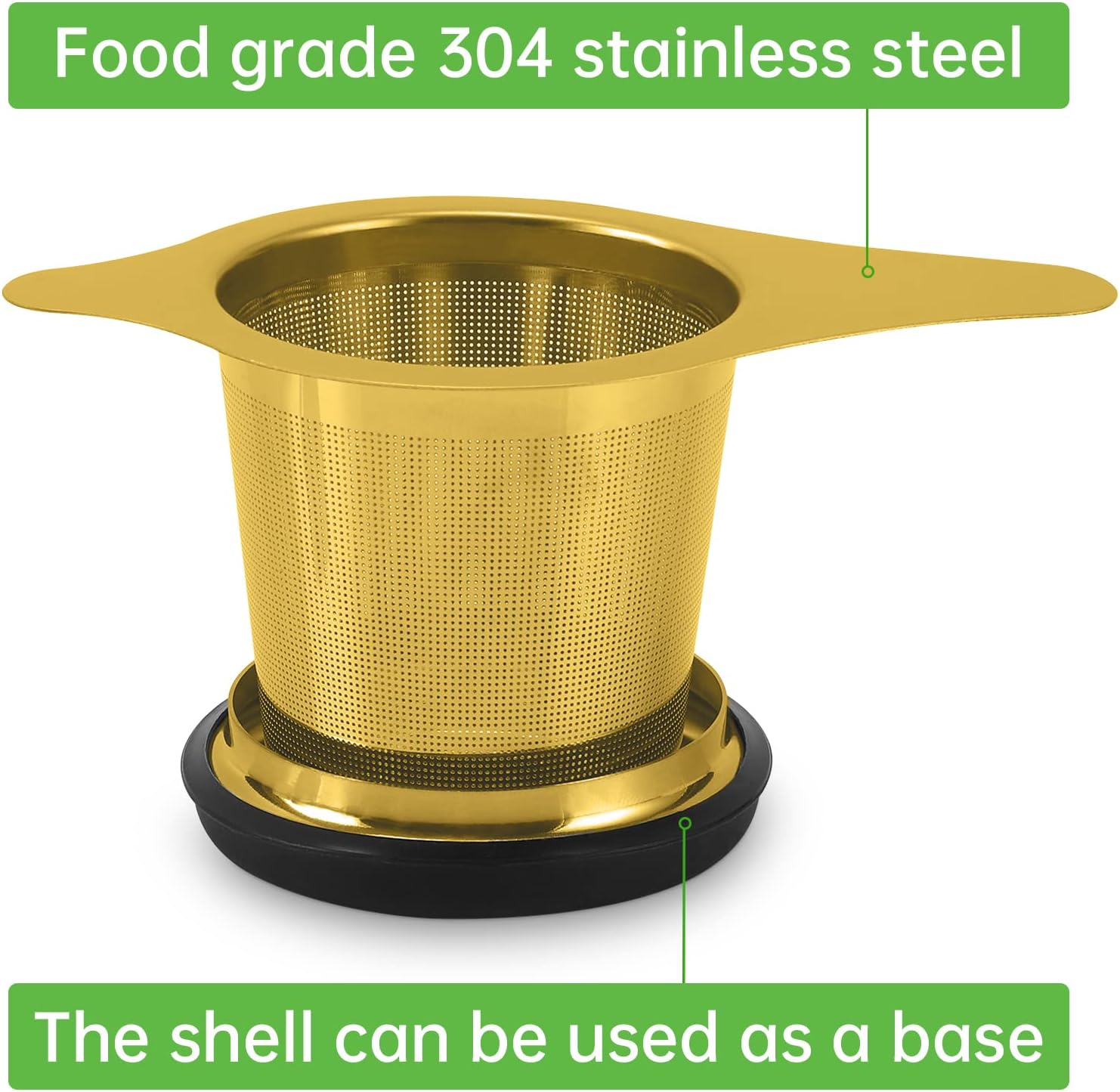 Tea Infuser Basket Stainless Steel Tea Strainer Tea Filter With Small Strainer And Lid Tea Diffuser For Loose Tea Superior Brewing Experience (One pack gold)