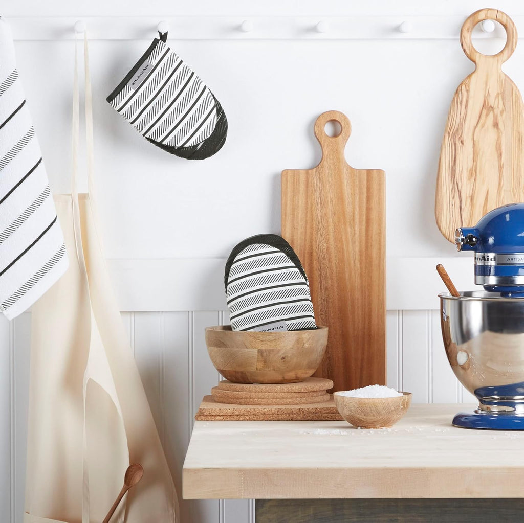 KITCHENAID Albany Mini Oven Mitt 2-Pack Set, Matte Black, 5.5"x8"