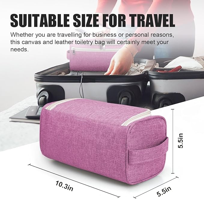 Pantheon Men's Toiletry Bag - Travel Toiletry Bag Wash Bag Hanging Dopp Kit Shaving Kit for Bathroom Shower - Mens Travel Bag Hanging Toiletry Organizer Toiletry Kit for Traveling (Pink)