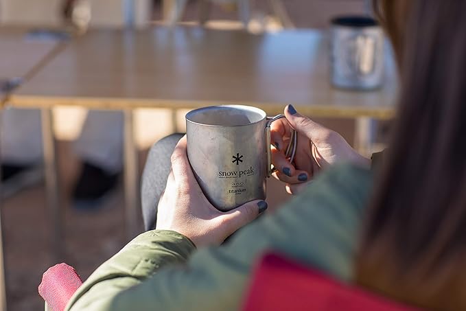 Snow Peak Double Wall Titanimum Insulated Mug, Lightweight, Durable, Camping, 450ml