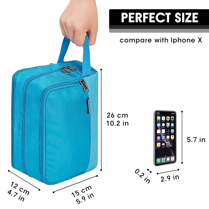 Toiletry Bag for Men Hanging Dopp Kit Water Resistant Shaving Bag Small Toiletry Bag for Traveling (Pure Blue)