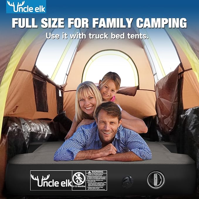 Truck Bed Mattress 5.5-5.8ft: Inflatable Full Size Truck Bed Air Mattress with Wireless Rechargeable Pump, Pickup Mattress with Carry Bag (Khaki)