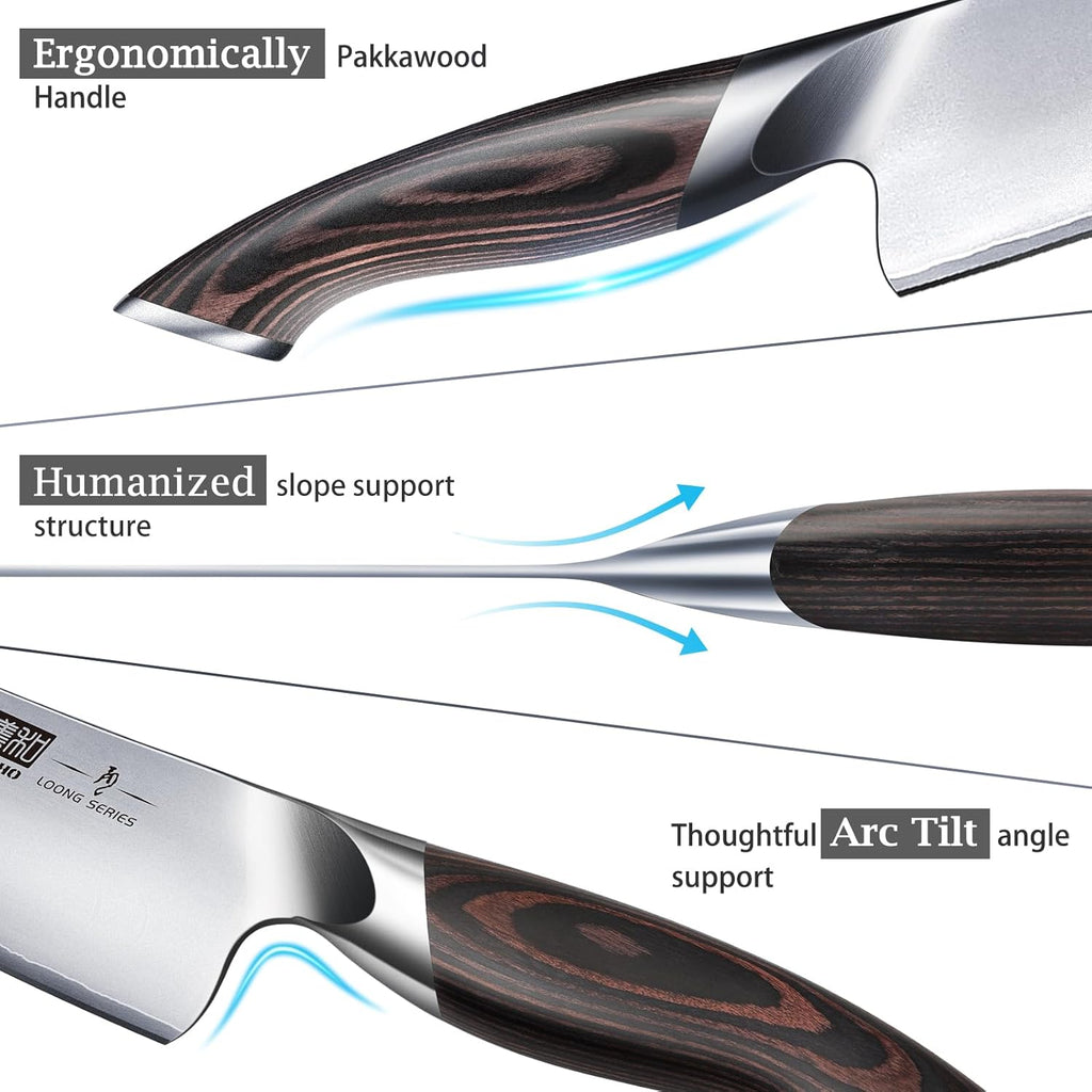 16-Piece Knife Set, Japanese High Carbon Stainless Steel Kitchen Knife Set, Ultra Sharp Chef Knife Block Set with Sharpener