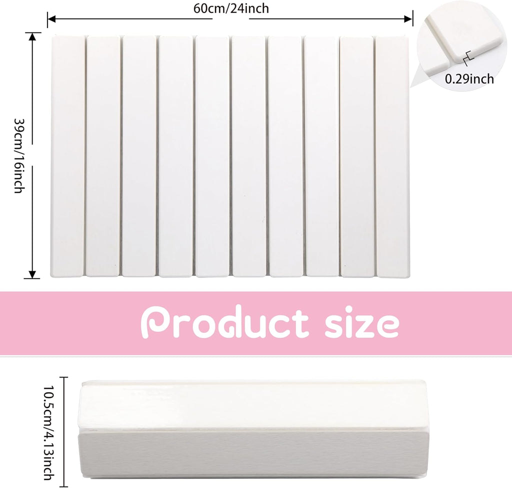 Quick Dry Collapsible Dish Drying Mat, Eco-Friendly Absorbent Diatomaceous Earth Mats for Dishes Bottles Cups 24"×16"Large Stone Dish Drying Mats for Kitchen Counter (White, 24"（L）×16"（W）)