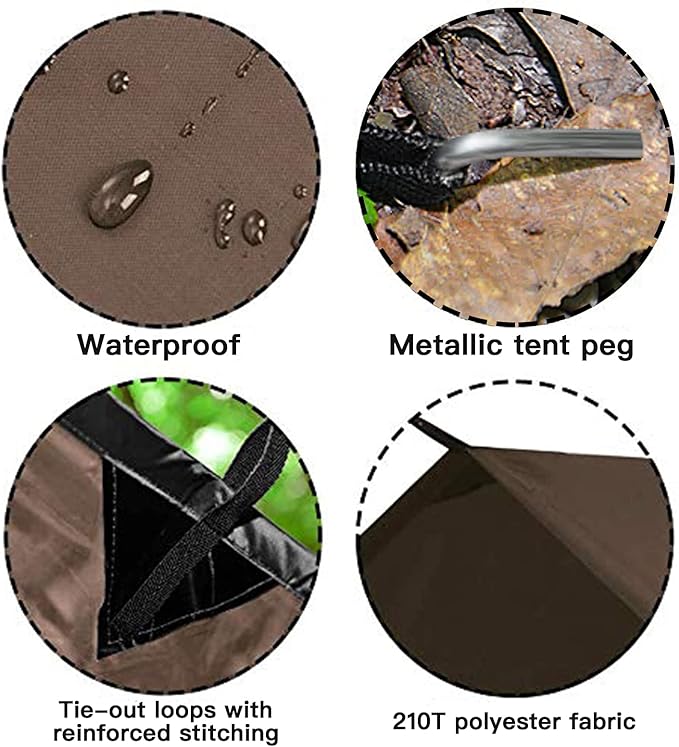 KALINCO Camping Tarp Waterproof, 10X12FT Hammock Rain Fly Tarp Tent, Multifunctional Tent Footprint, Lightweight and Compact for Backpacking, Hiking (Coffee-10X12FT)