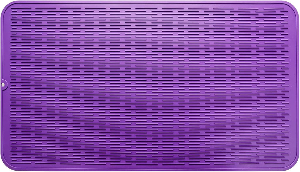 Silicone Dish Drying Mat for Multiple Usage,Easy clean,Eco-friendly,Heat-resistant Silicone Mat for Kitchen Counter or Sink,Refrigerator or Drawer Liner Purple 4XL 32 inches x 18 inches