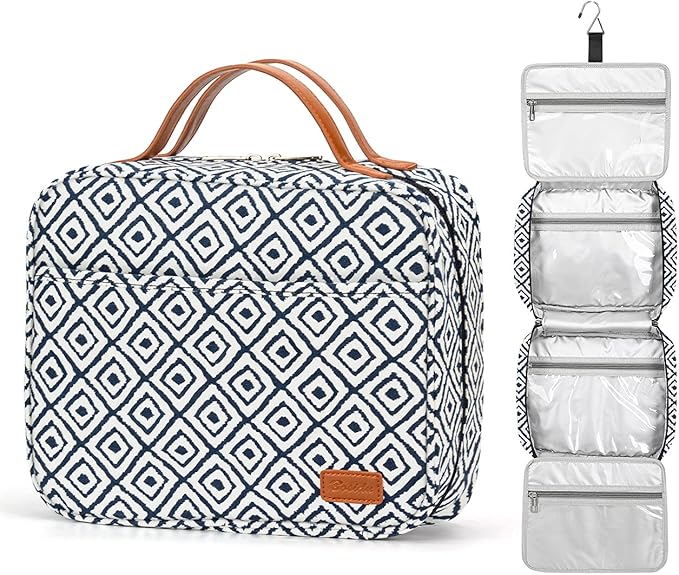 Hanging Travel Toiletry Bag,Large Capacity Cosmetic Travel Toiletry Organizer for Women with 4 Compartments & 1 Sturdy Hook,Perfect for Travel/Daily Use/Christmas