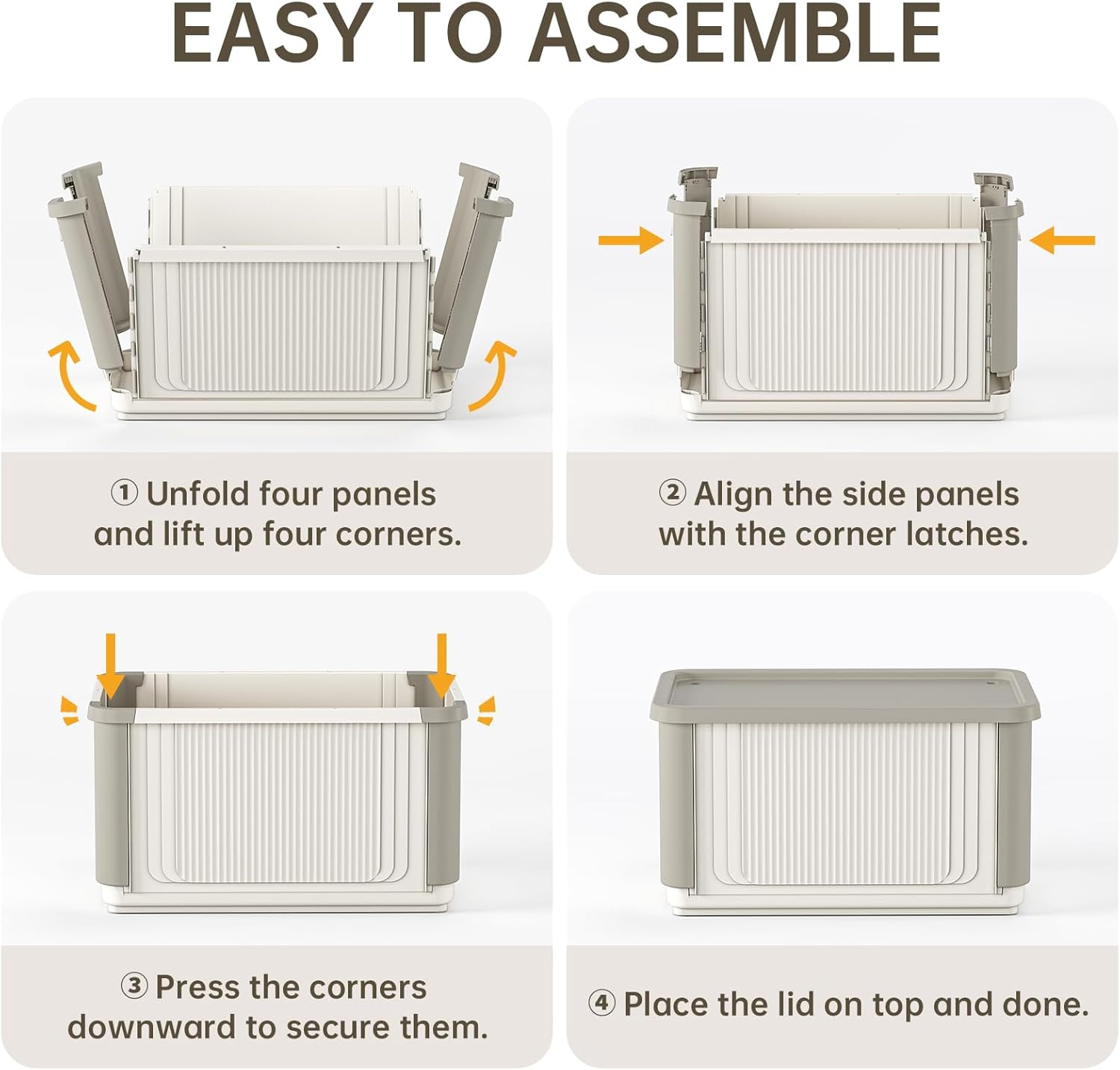 HAIXIN Collapsible Storage Bin with Lid - 62.8 QT Foldable Closet Organizers Stackable Storage Box Plastic Storage Container for Home Garage Office, 1 Pack