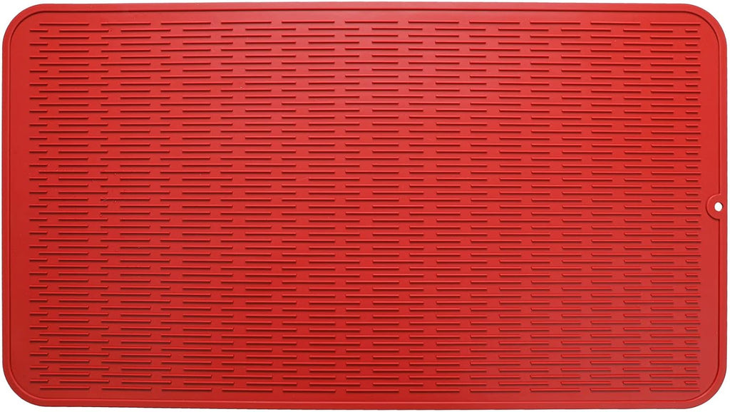 Silicone Dish Drying Mat for Multiple Usage,Easy clean,Eco-friendly,Heat-resistant Silicone Mat for Kitchen Counter or Sink,Refrigerator or Drawer Liner Red 4XL 32 inches x 18 inches