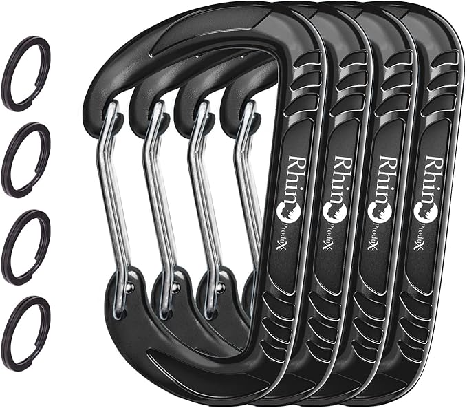 12kN (2697 lbs) Heavy Duty, Locking, Auto Locking, Wiregate Carabiner Clips, for Securing Pets, Outdoor, Camping, Hiking, Hammock, Dog Leash Harness, Keychains