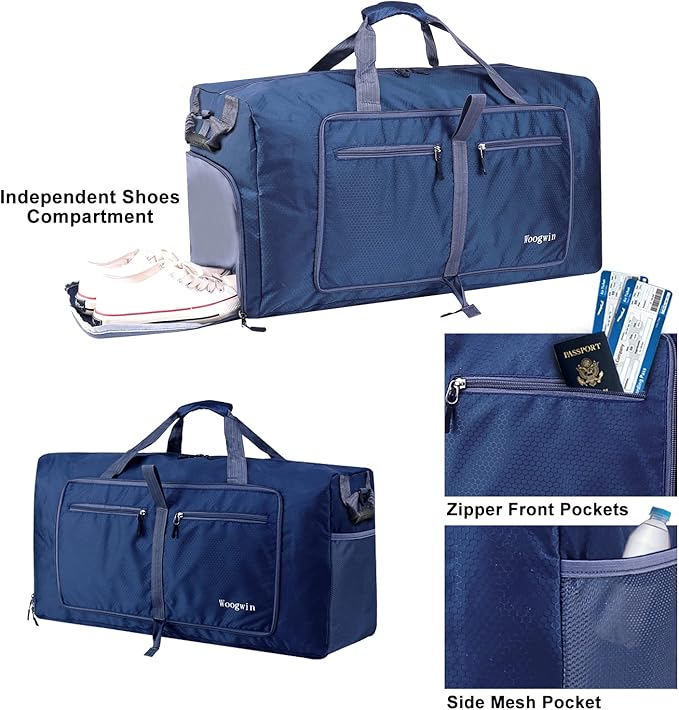 Woogwin Travel Duffel Bag Large Foldable Waterproof Overnight Bag for Beach Swim Bags Pool Sports Gym