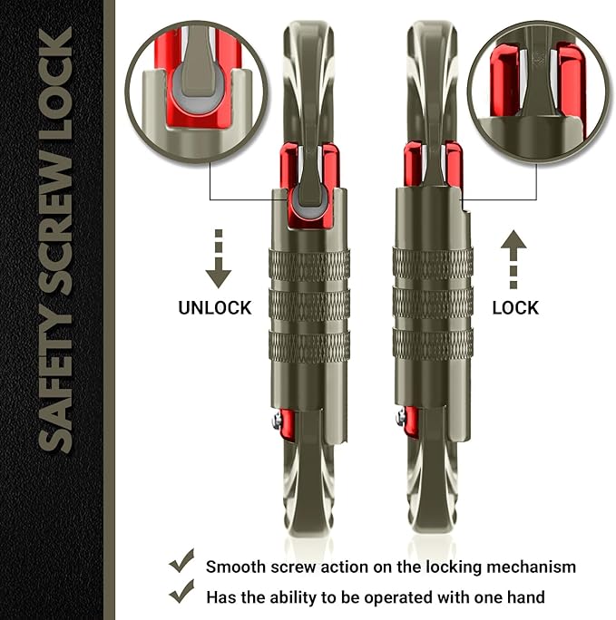 12kN (2697 lbs) Heavy Duty, Locking, Auto Locking, Wiregate Carabiner Clips, for Securing Pets, Outdoor, Camping, Hiking, Hammock, Dog Leash Harness, Keychains