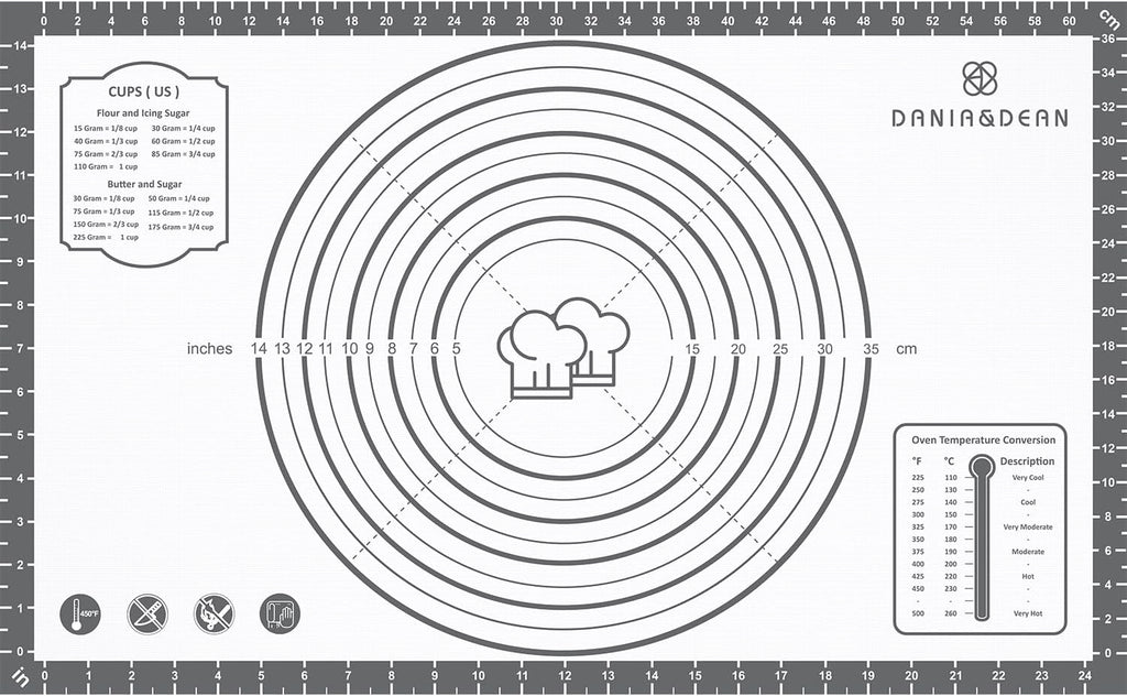 Silicone Mat, 26 x 16inch Extra Large Non-stick Pastry Baking Mat with Measurement, Resuable Thick Cookie Sheet Counter Mat, Dough Rolling Mat, Oven Liner, Fondant/Pie Crust Mat