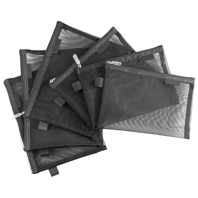 Clear Cosmetic Bags Zip Makeup Mesh Bags Pencil Case Pouch Travel Toiletry Kit Set Storage Case ((6A+5A)*3 Black)