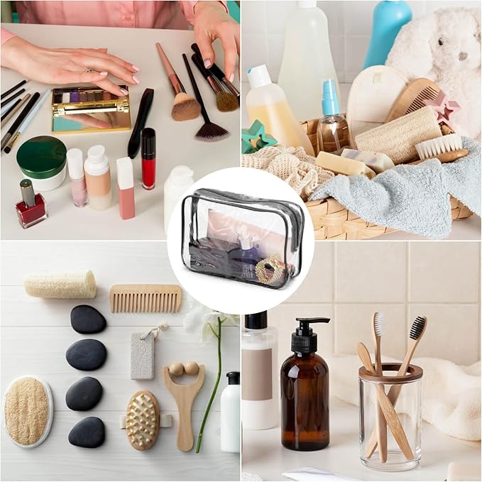 Tbestmax 10 Pack Clear Cosmetic Bags Makeup Bags Portable Waterproof TSA Approved Travel Toiletry Bags Organizer