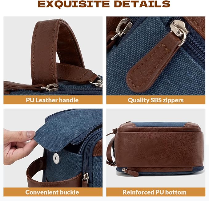 Travel Toiletry Bag for Men - Canvas Toiletries Bag with Multiple Pockets Large Hanging Dopp Kit Travel Bag for Toiletries Essentials Accessories - Navy Blue