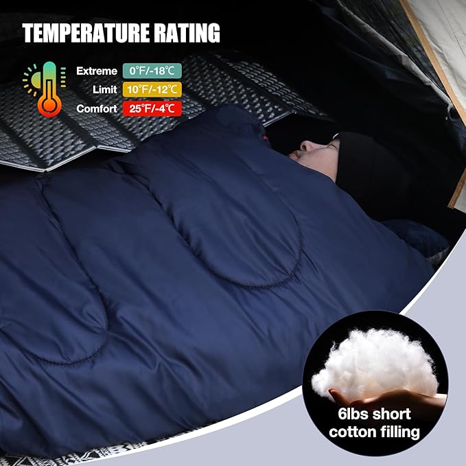 REDCAMP Cotton Flannel Sleeping Bag for Camping Backpacking, Adults Cold Weather Envelope Sleeping Bags with 2/3/4lbs Filling