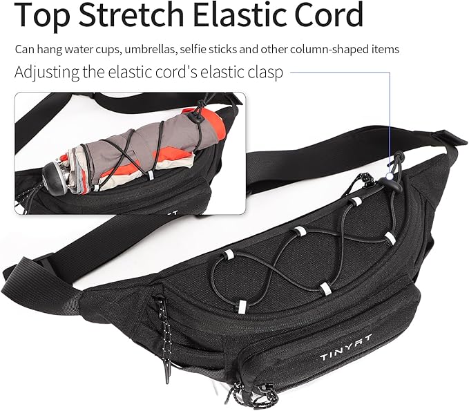 TINYAT Fanny Pack for Men Women Multifunction Waist Packs Large Crossbody Bum Bag with Zipper Waterproof Chest Bag for Hiking