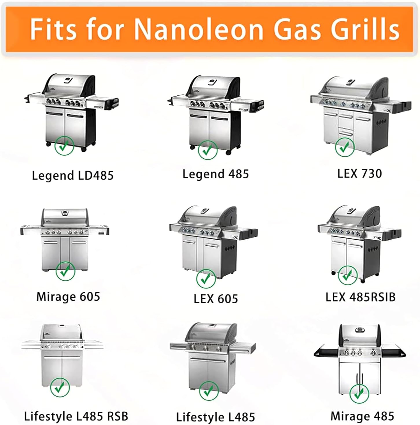 S8C011 Stainless Steel Cooking Grid Grates, Heat Plate and Grill Burner Tube Replacement Parts for Napoleon Gas Models LEX485/605/730 LE LD485 Series Grills S81001