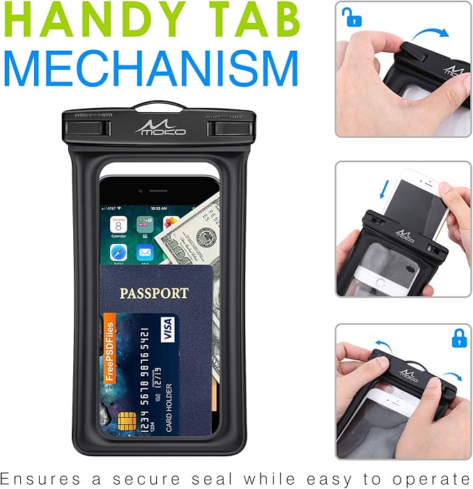 MoKo Floating Waterproof Phone Pouch 2Pack Compatible with iPhone 14 13 12 11 Pro Max X/Xr/Xs/SE 3, Samsung S21/S10/S9/S8