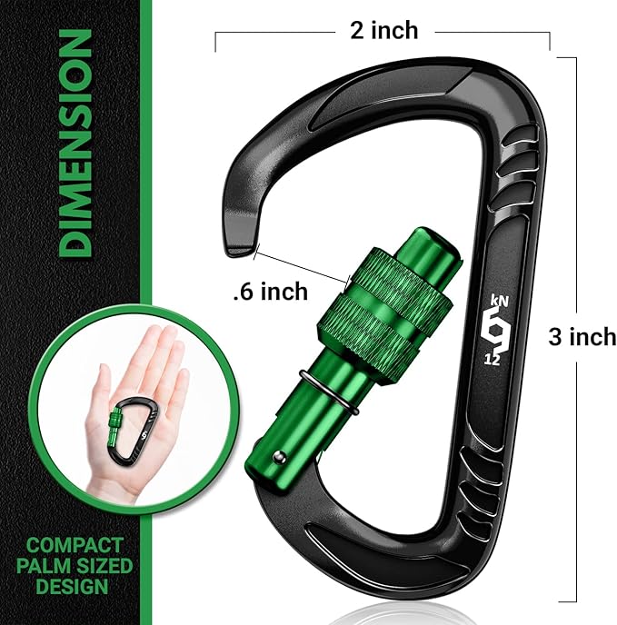 12kN (2697 lbs) Heavy Duty, Locking, Auto Locking, Wiregate Carabiner Clips, for Securing Pets, Outdoor, Camping, Hiking, Hammock, Dog Leash Harness, Keychains