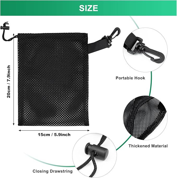 10 PCS With Clips Mesh Drawstring Bags, Portable Nylon Storage Bags for toy,Sports Storage,Outdoor activities etc. (5.9x7.9in)