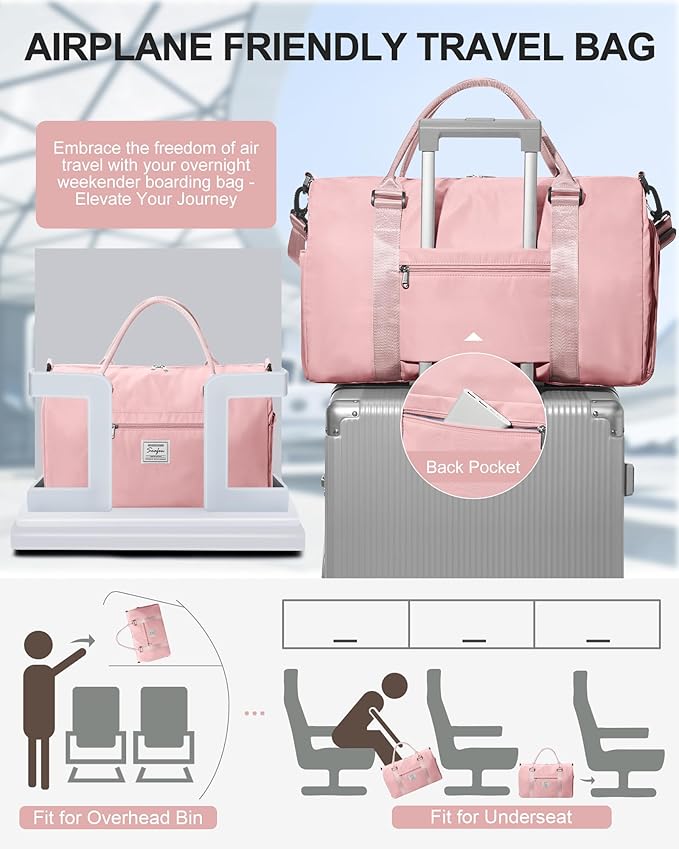 Gym Bag Womens,Travel Duffel Carry on Bag Sport Tote Bag Weekend Overnight Bag