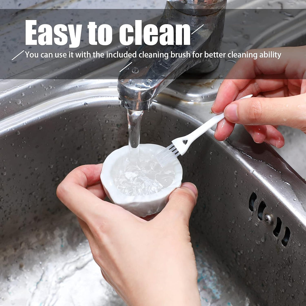 2 Sets Mini Porcelain Mortar and Pestle Set Porcelain Herb Grinder Crusher Grinding Bowl Kitchen Mixing Grinding Bowl with 2 Pieces Brushes for Seasonings, Sesame, Herbs, Medicine(60 mm)