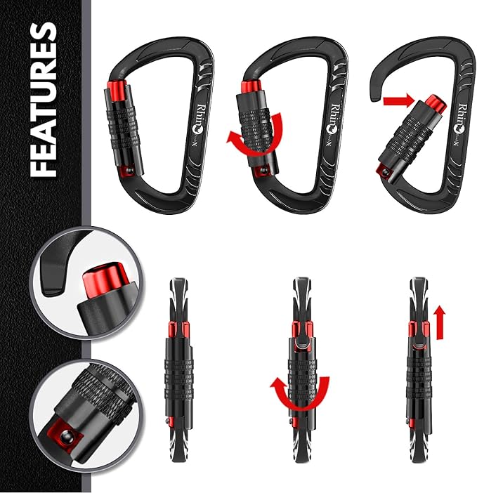 12kN (2697 lbs) Heavy Duty, Locking, Auto Locking, Wiregate Carabiner Clips, for Securing Pets, Outdoor, Camping, Hiking, Hammock, Dog Leash Harness, Keychains