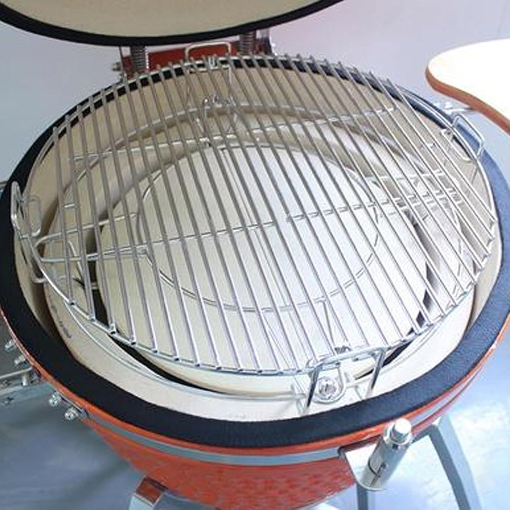 Multi-Level Cooking Grates with Ceramic Heat Deflectors, System Kit for Large Big Green Egg, BGE Kamado Joe Classic, Char-Griller Akorn 18" Charcoal Grill