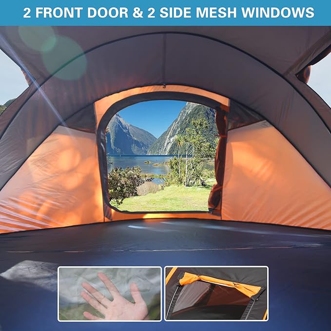 EchoSmile Camping Instant Pop Up Tent, 2/4/6/8/10 Person, Water Resistant Dome, Easy Setup for Camping Hiking and Outdoor, Portable with Carry Bag, 3 Season