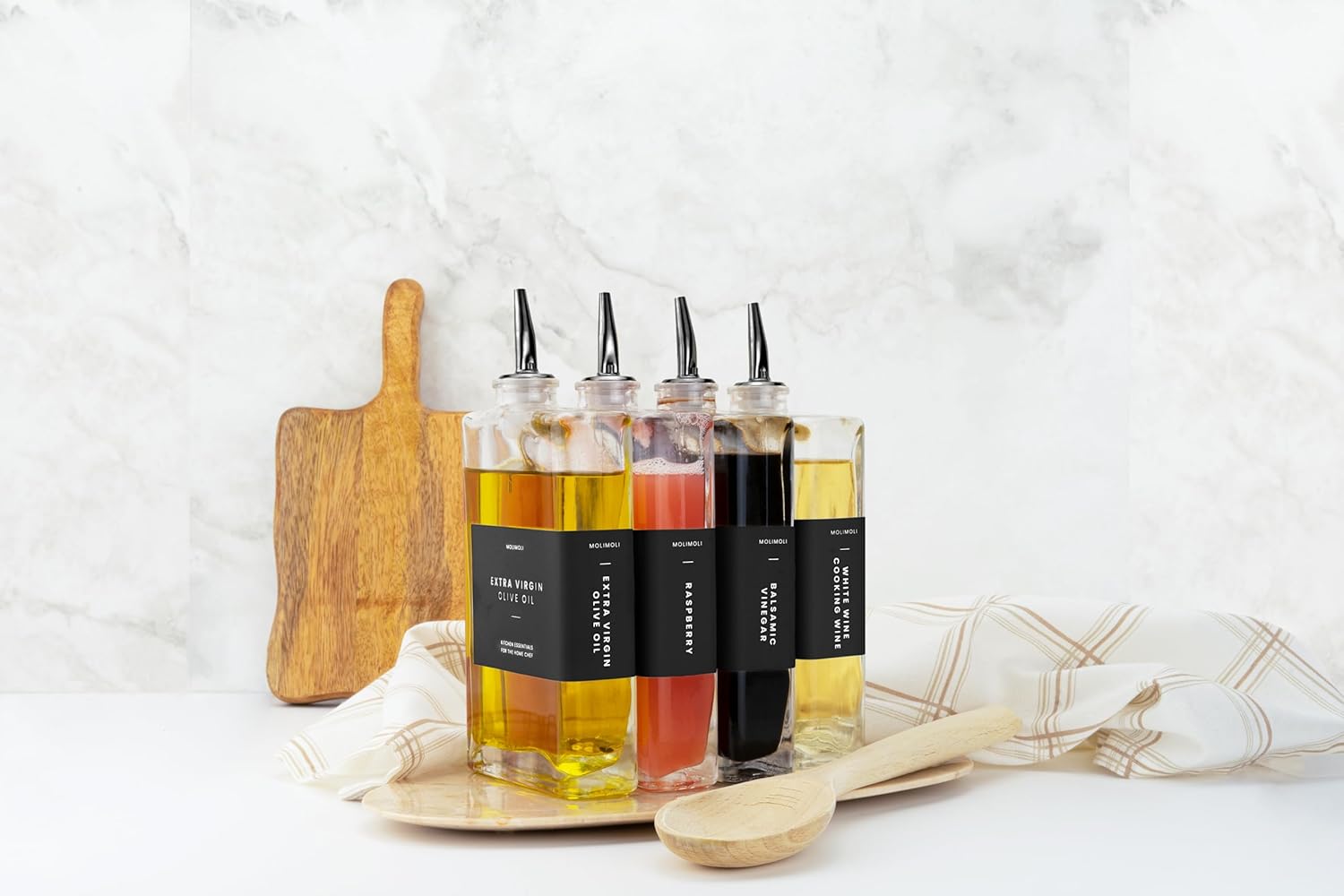 Molimoli Pour Spout Made of Stainless Steel with Automatic Anti-Oxidation Mechanism, Bottle Pourers for Alcohol and Liquor, Olive Oil Dispenser Spout, Wine Pourer Spout,Pack of 4,Black