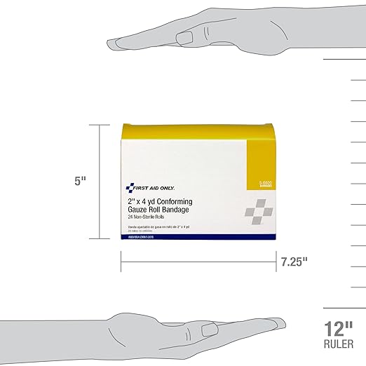First Aid Only 5-6600 Stretch Gauze Bandage, 4-Yard Stretched Length x 2-Inch Width (Box of 24)