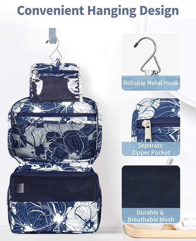 Narwey Hanging Travel Toiletry Bag Cosmetic Make up Organizer for Women and Girls Waterproof