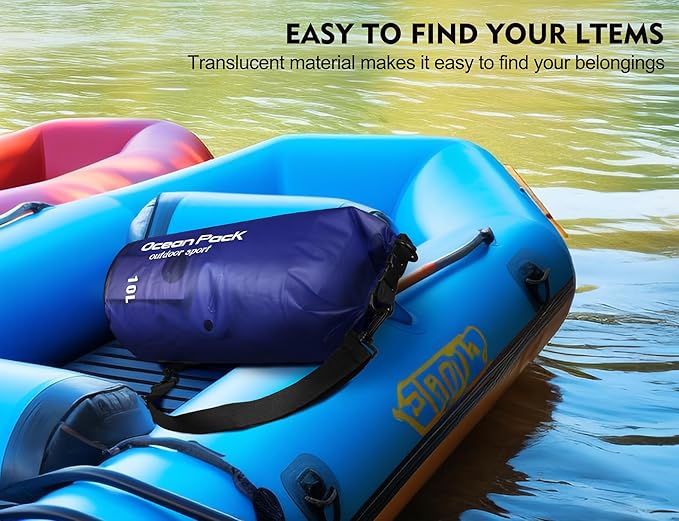 2 Pieces Waterproof Dry Bag for Women and Men, 10L Roll Top Waterproof Backpack Sack with Waterproof Phone Case, for Hiking, Backpacking, Kayaking, Camping, Swimming, Boating(Dark blue)