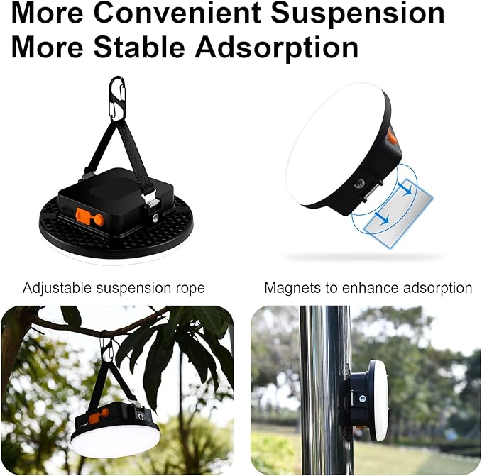 10000mAh 4000LM Flashlight Portable LED Camping Lantern Rechargeable Light 30W with Magnet and 1/4 Nut Port, IP65 Waterproof Tent Light Power Failure Emergency Survival Kits (30W Pro)