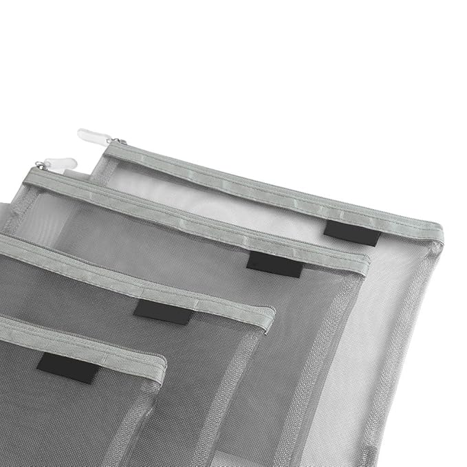 Clear Cosmetic Bags Zip Makeup Mesh Bags Pencil Case Pouch Travel Toiletry Kit Set Storage Case ((6A+5A)*3 Grey)
