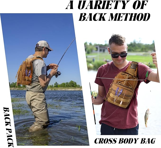 Fishing Backpack Tackle Storage Bag With Rod Holder - Sling Gear Storage