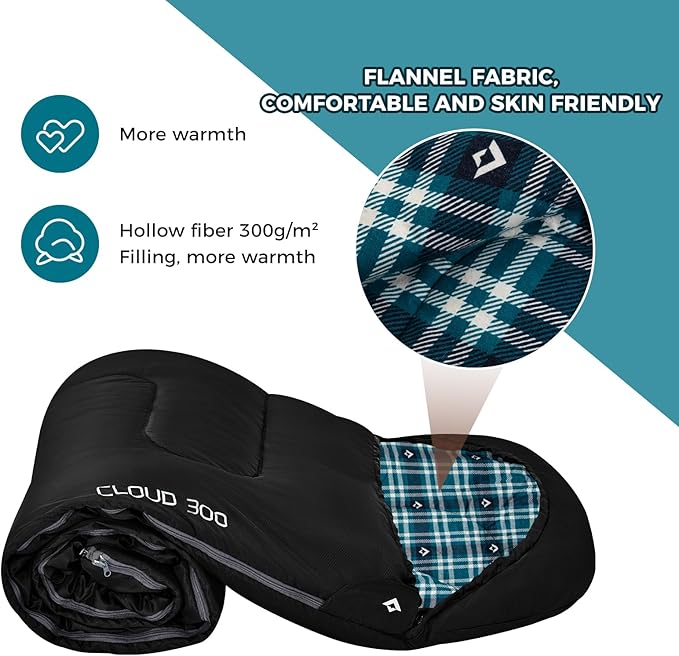 KingCamp Sleeping Bag for Adults, Cold Weather & Warm XL Big and Tall Flannel Sleeping Bags with Compression Sack Portable Waterproof Essentials Gear Accessories for Outdoor Camping
