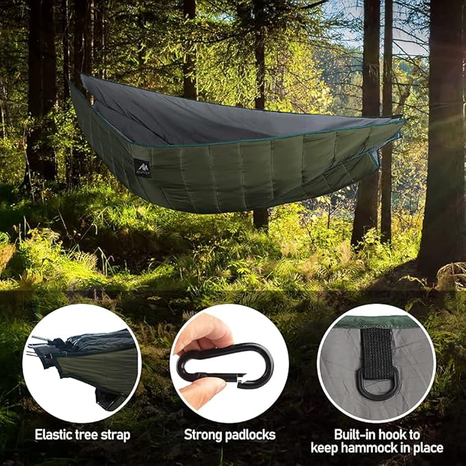 Double Hammock Underquilt, HIKERBRO 4 Season Heavy Duty Under Quilt with Tree Straps, Large Hammock Protector for Winter Camping, Backpacking, Hiking