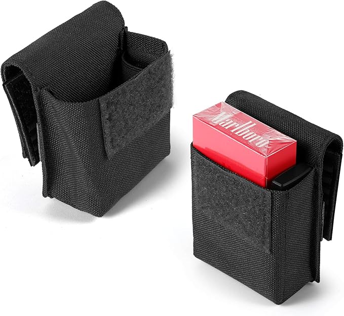2 Pack Tactical Pouches, Molle EDC Compact Pouch Small Utility Pouch Accessories Battery Cigarette Case Card Holder Lighter Slot Mini Cigar Belt Waist Pack
