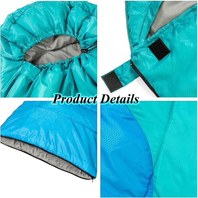 Sleeping Bag - 3 Seasons for Adults Kids Boys Girls Camping Hiking - Warm Cold Weather Lightweight Portable with Compression Bag for Backpacking in Spring, Summer, Fall and Winter
