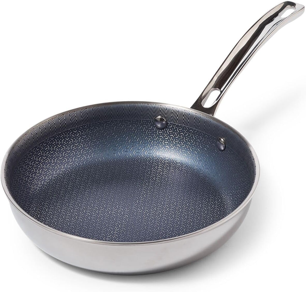 Viking 3-Ply Non Stick Frying Pan, 8 Inch Hybrid Plus Stainless Steel Kitchen Cookware, Silver