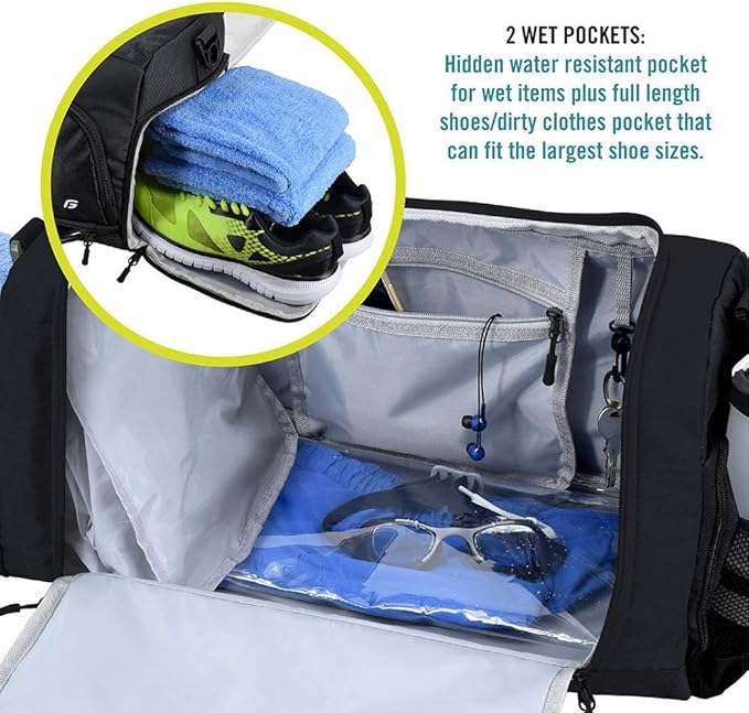 Ultimate Gym Bag 2.0: The Durable Crowdsource Designed Duffel Bag with 10 Optimal Compartments Including Water Resistant Pouch